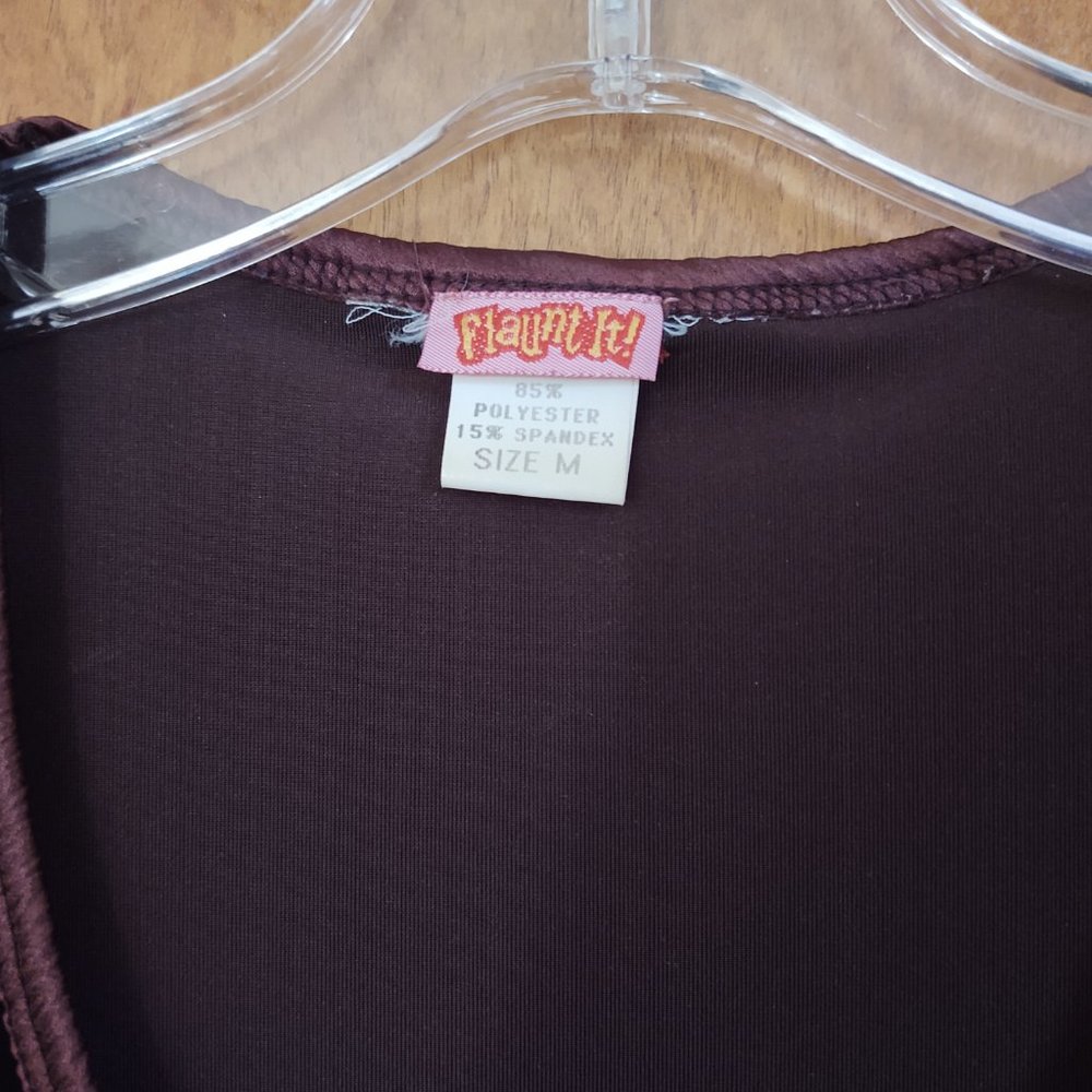 FLAUNT IT! WOMEN'S VELOUR VELVET FEEL BUTTERFLY ETCHED DARK BURGUNDY DRESS - Picture 13 of 15